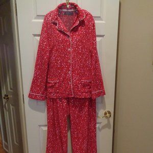 XL Anne Klein plush soft cozy pajama set in pink and white